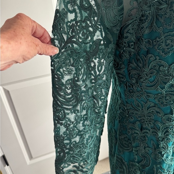 Mother Of The Bride Knee Length Chiffon Lace Formal Dress Teal Green SZ 12 NWOT - Picture 6 of 14